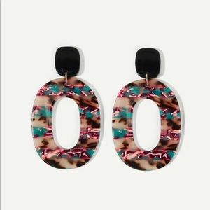 Marble Pattern Oval Drop Earrings